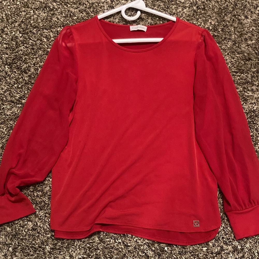 Calvin Klein Kids Red Long Sleeve Tee